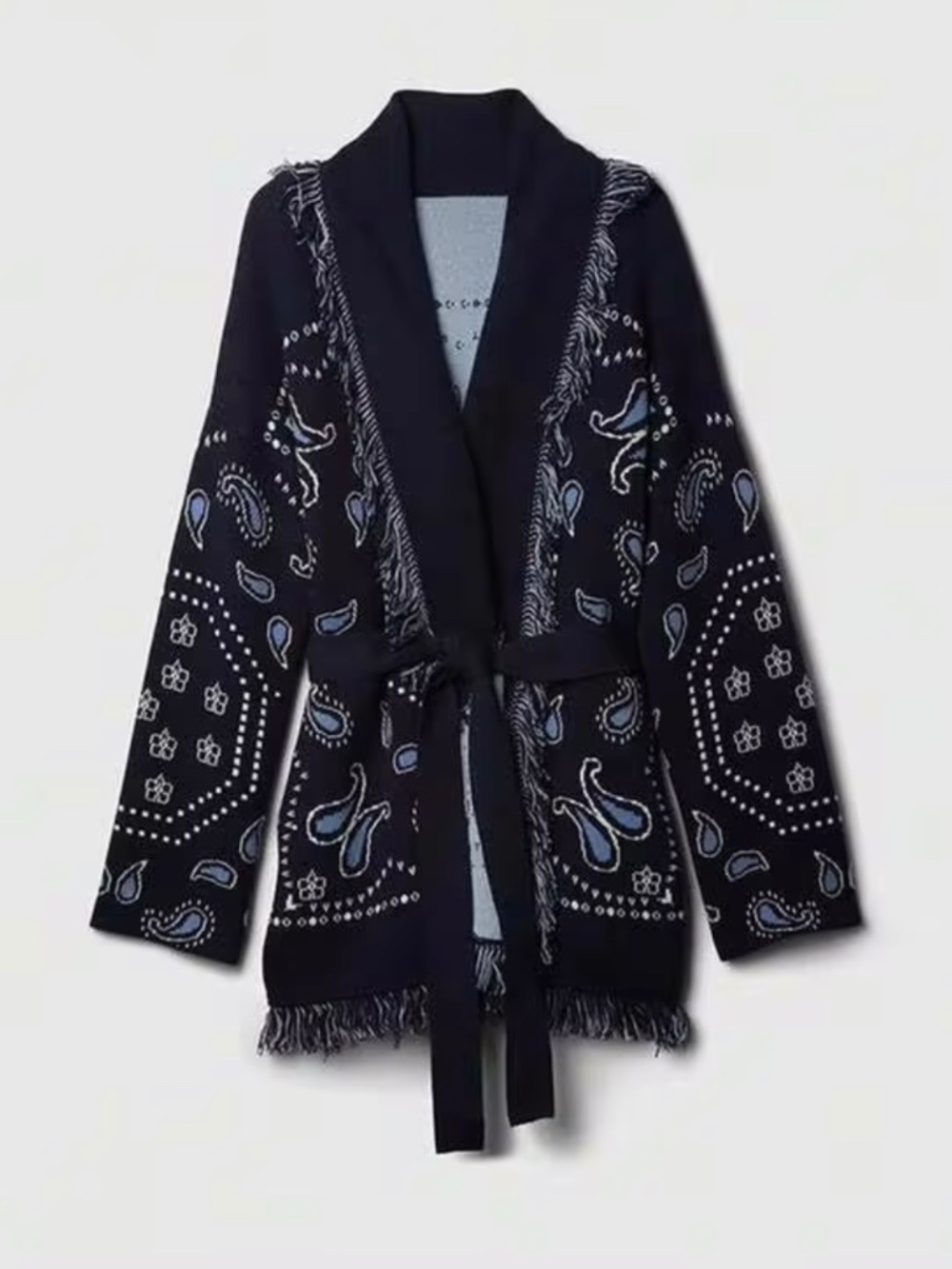 Bandana Print Fringe Cardigan